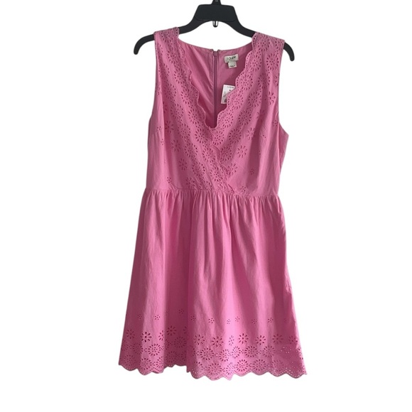 J Crew Pink Border Eyelet Dress Size 8 - Picture 4 of 12